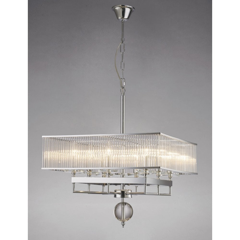 Vanessa 8-Light Square Pendant in Polished Chrome and Crystal