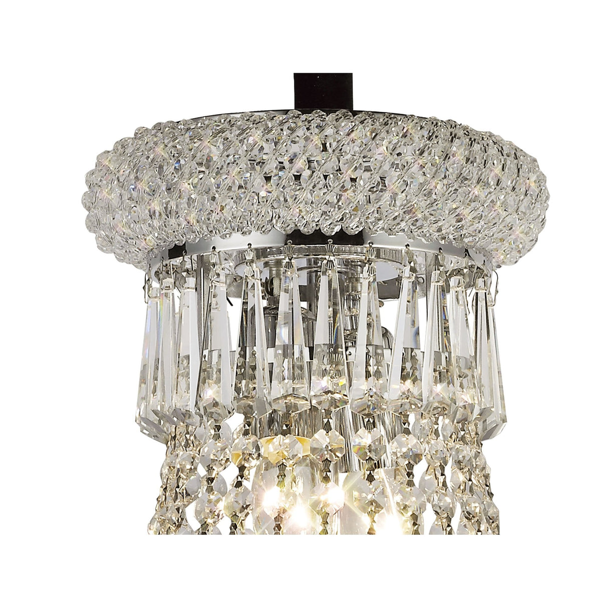 Opulent 9-Light Polished Chrome Pendant with Cascading Crystal Beads