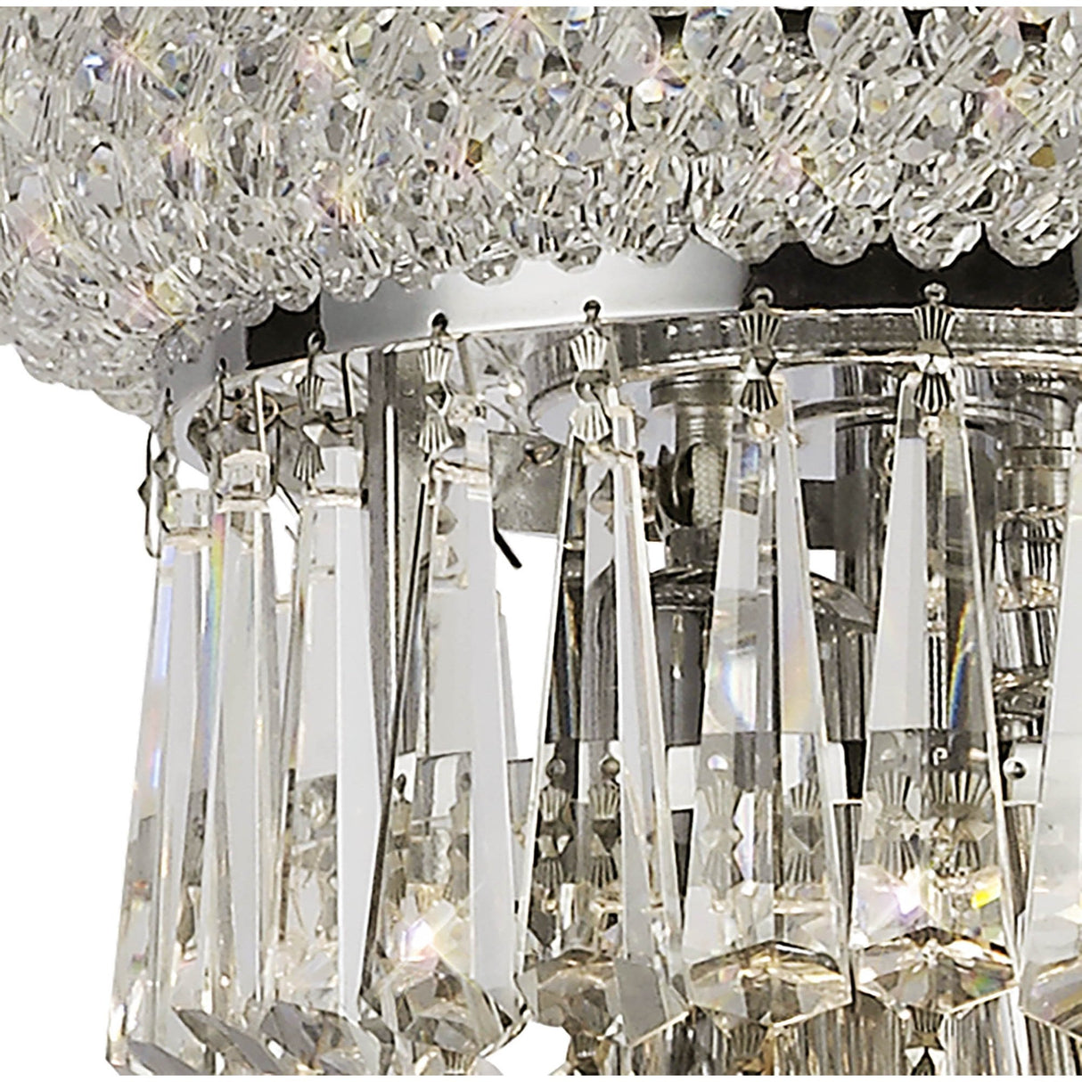Opulent 9-Light Polished Chrome Pendant with Cascading Crystal Beads