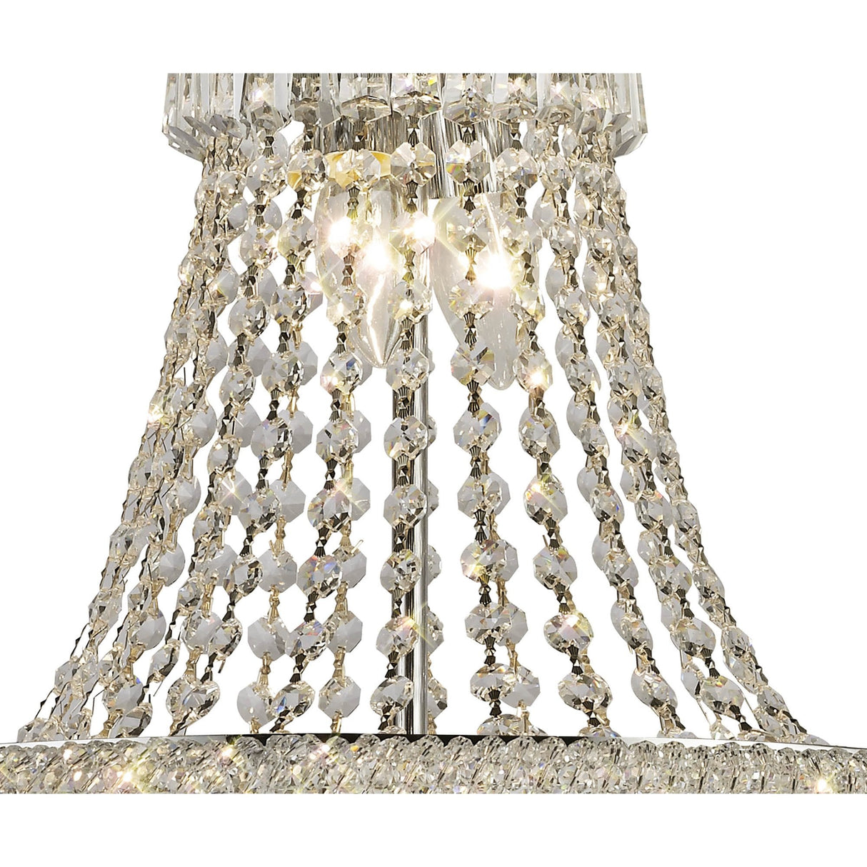 Opulent 9-Light Polished Chrome Pendant with Cascading Crystal Beads