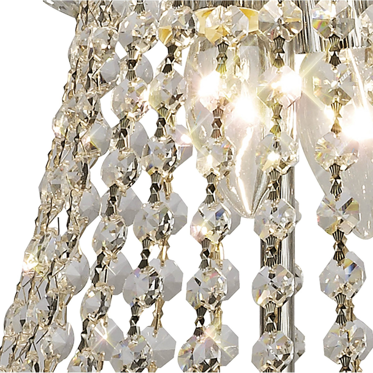 Opulent 9-Light Polished Chrome Pendant with Cascading Crystal Beads