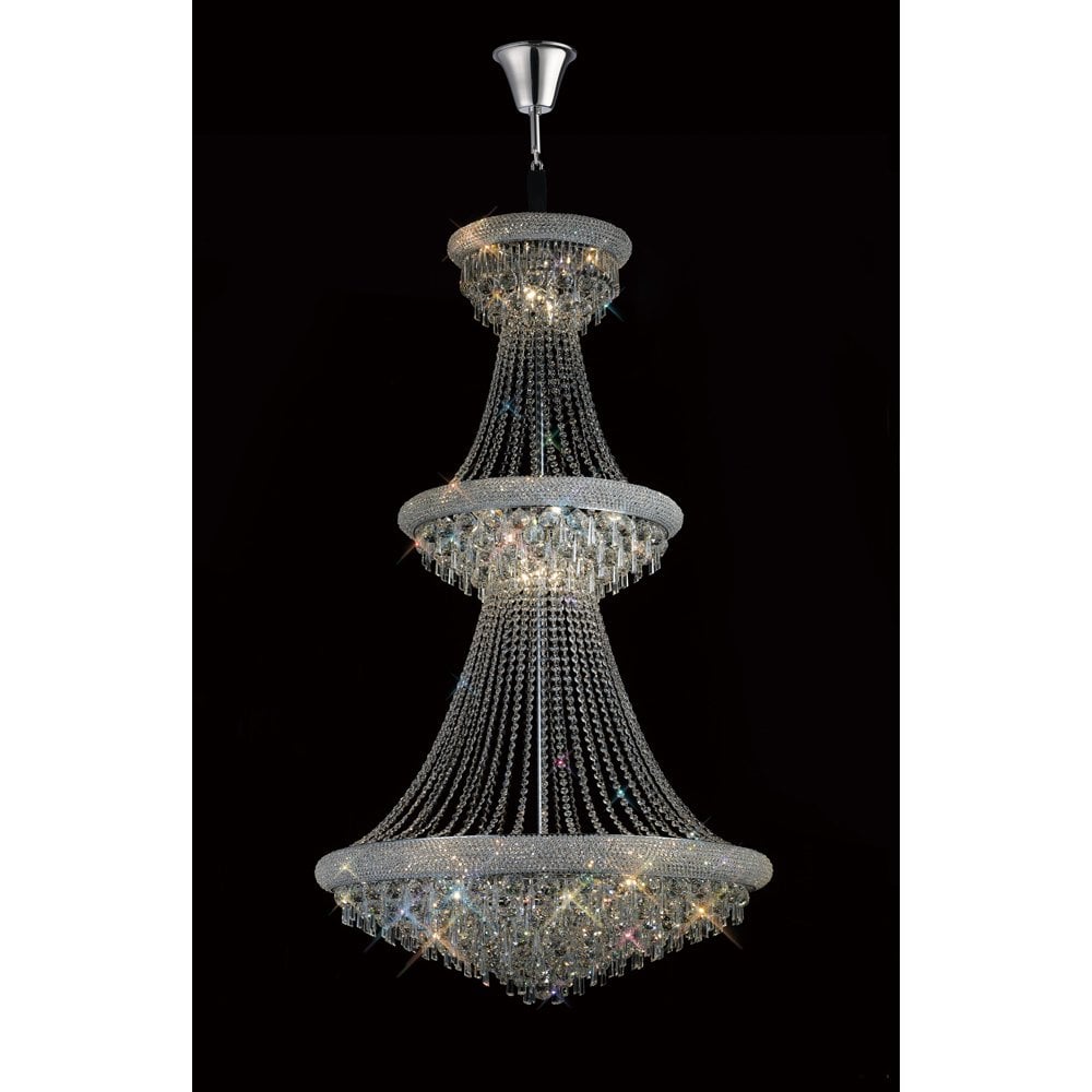 Alexandra Three Tier 29-Light Crystal Pendant in Polished Chrome