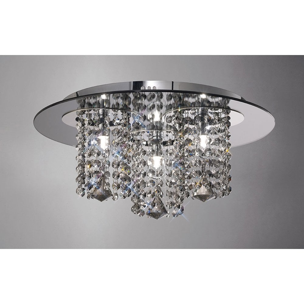Pegasus Trio Light Fixture with Polished Chrome and Smoked Crystal Design