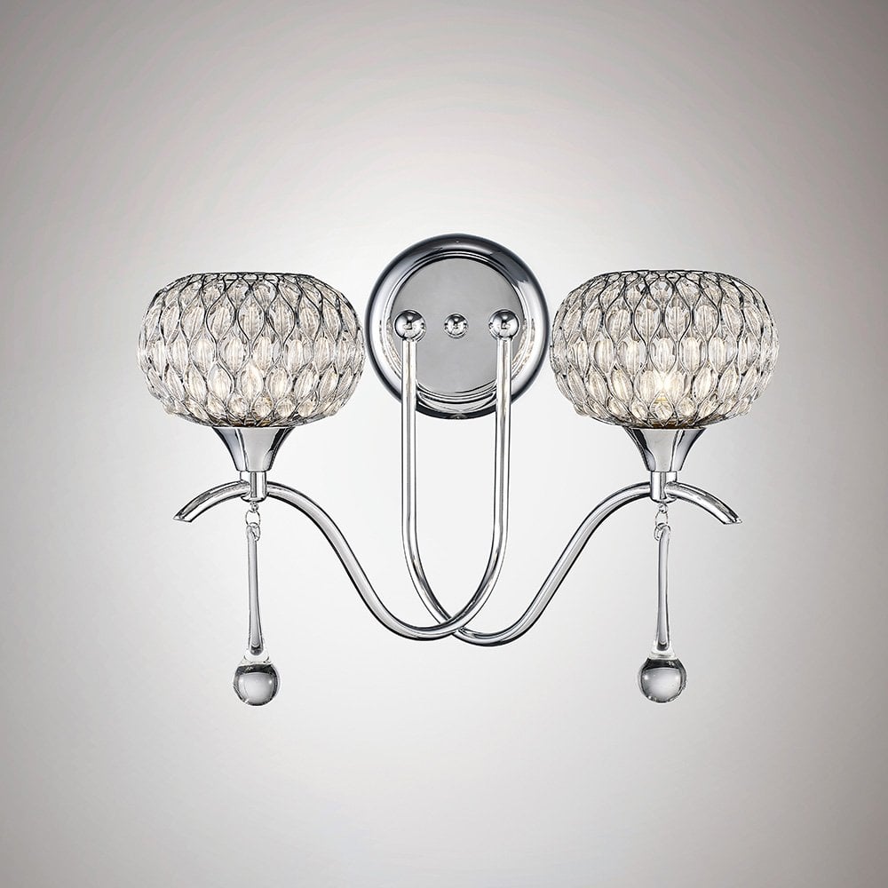 Chelsie Dual Light Wall Sconce with Polished Chrome and Clear Glass Design