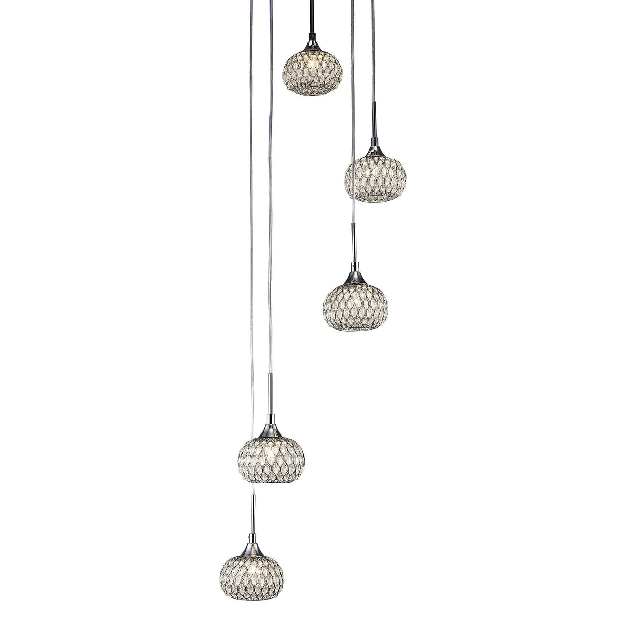 Chelsie 5-Light Round Pendant with Polished Chrome and Clear Glass Design