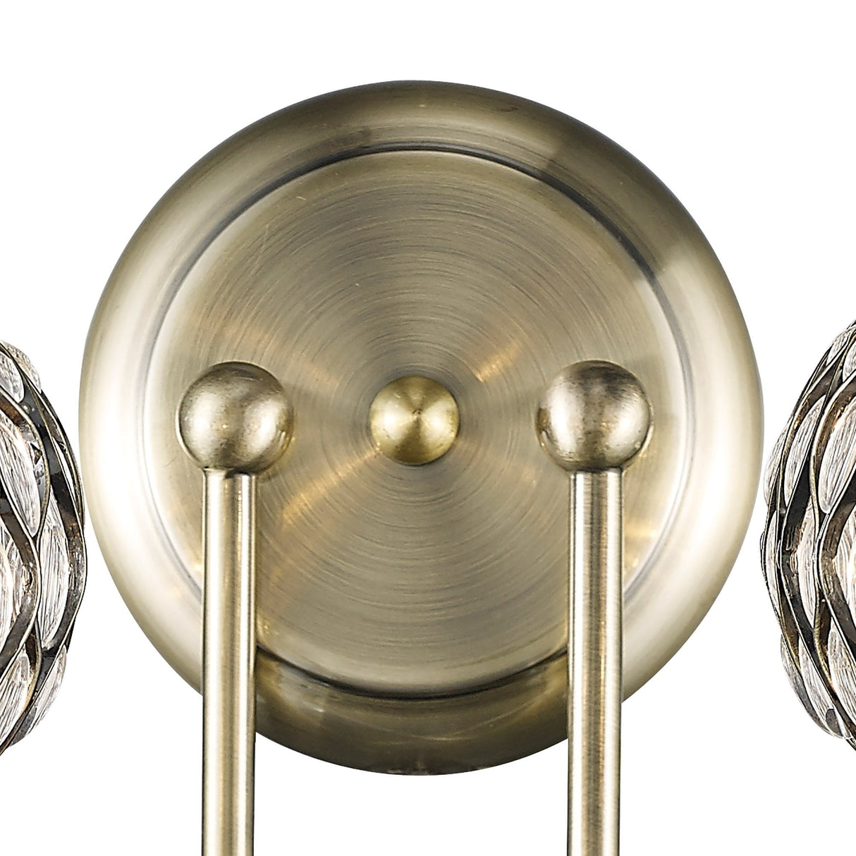 Chelsie Dual Light Wall Sconce in Antique Brass with Clear Glass Shades