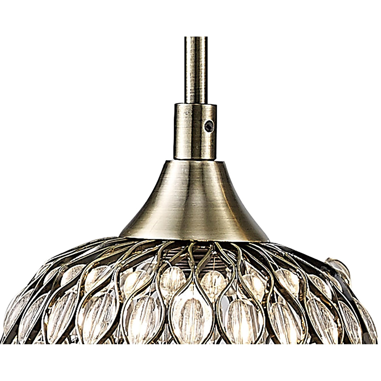 Chelsie Triple Pendant Light in Antique Brass and Clear Glass