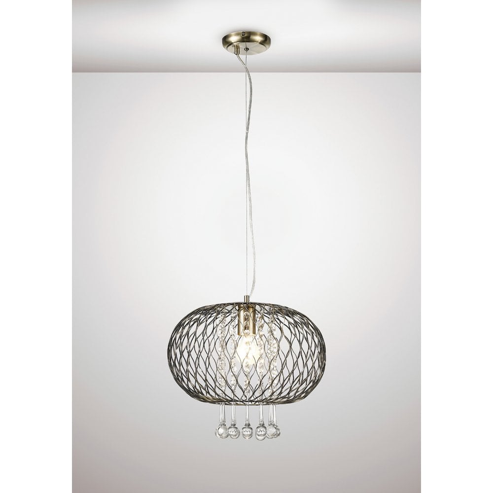 Chelsie Large Pendant Light in Antique Brass with Clear Glass Shade