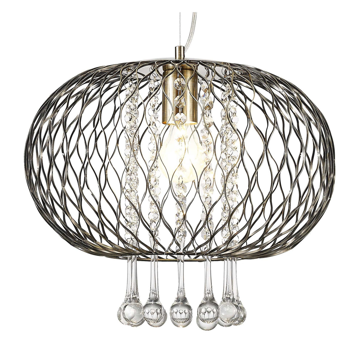 Chelsie Large Pendant Light in Antique Brass with Clear Glass Shade