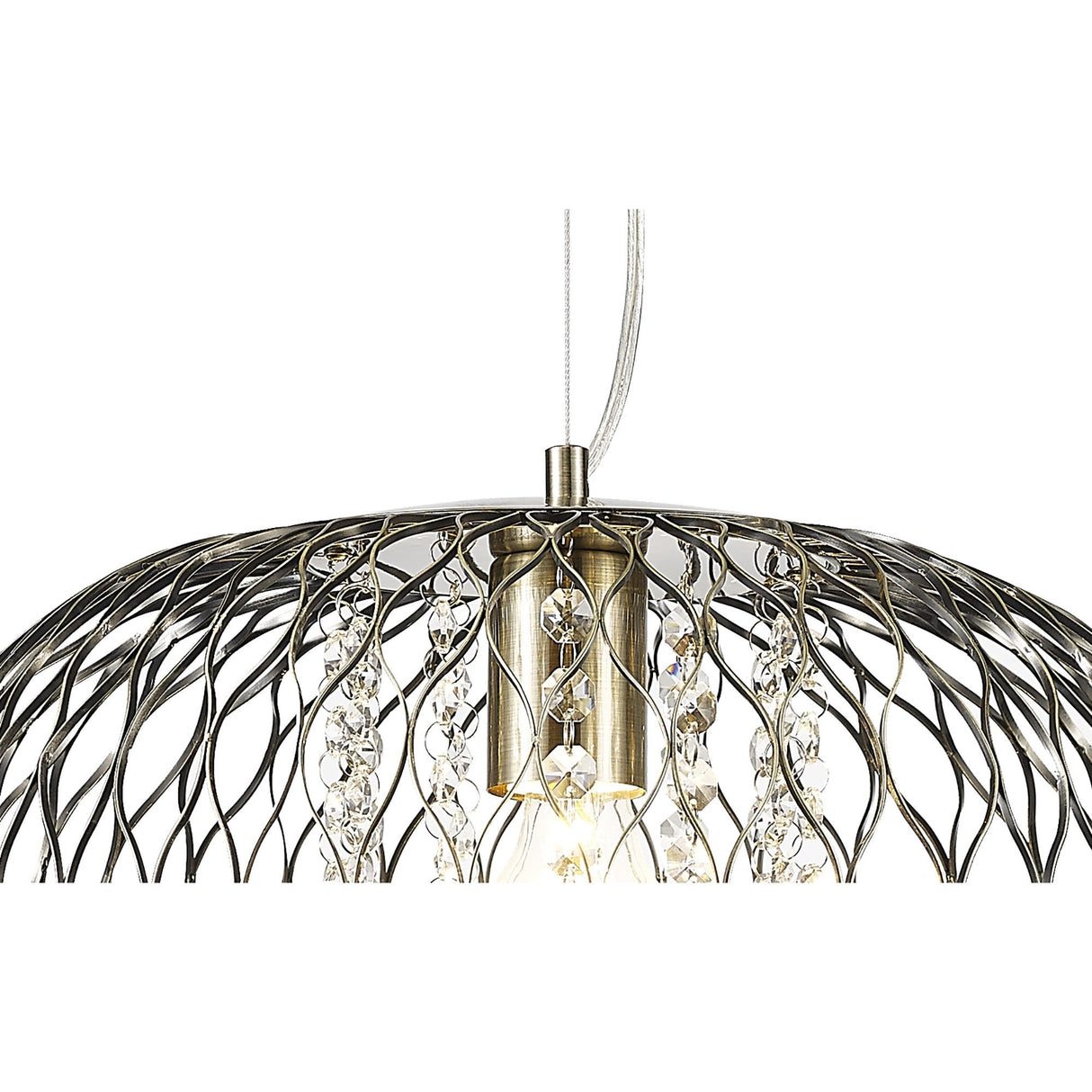 Chelsie Large Pendant Light in Antique Brass with Clear Glass Shade