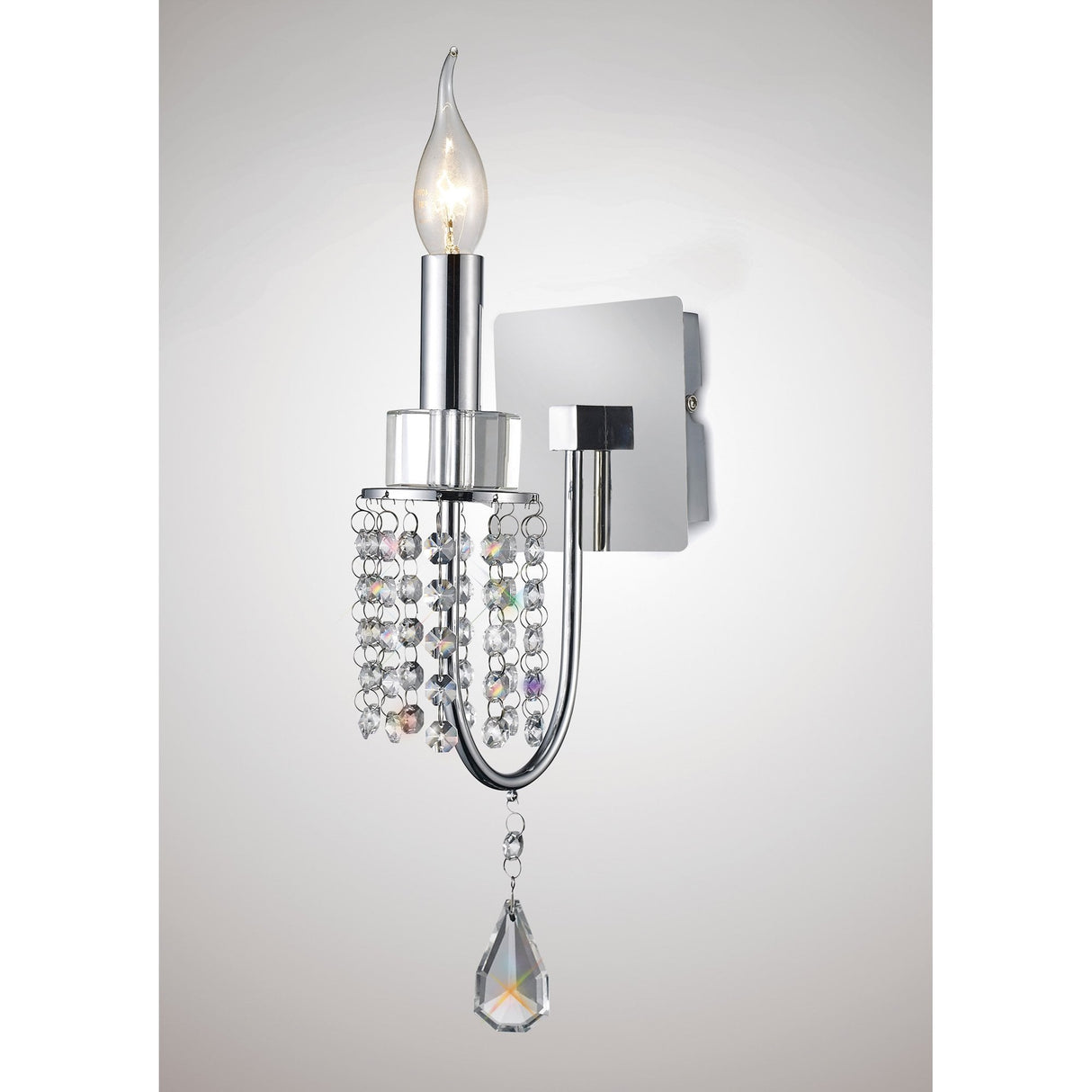 Emily Wall Lamp: Sleek Polished Chrome with Elegant Crystal Design
