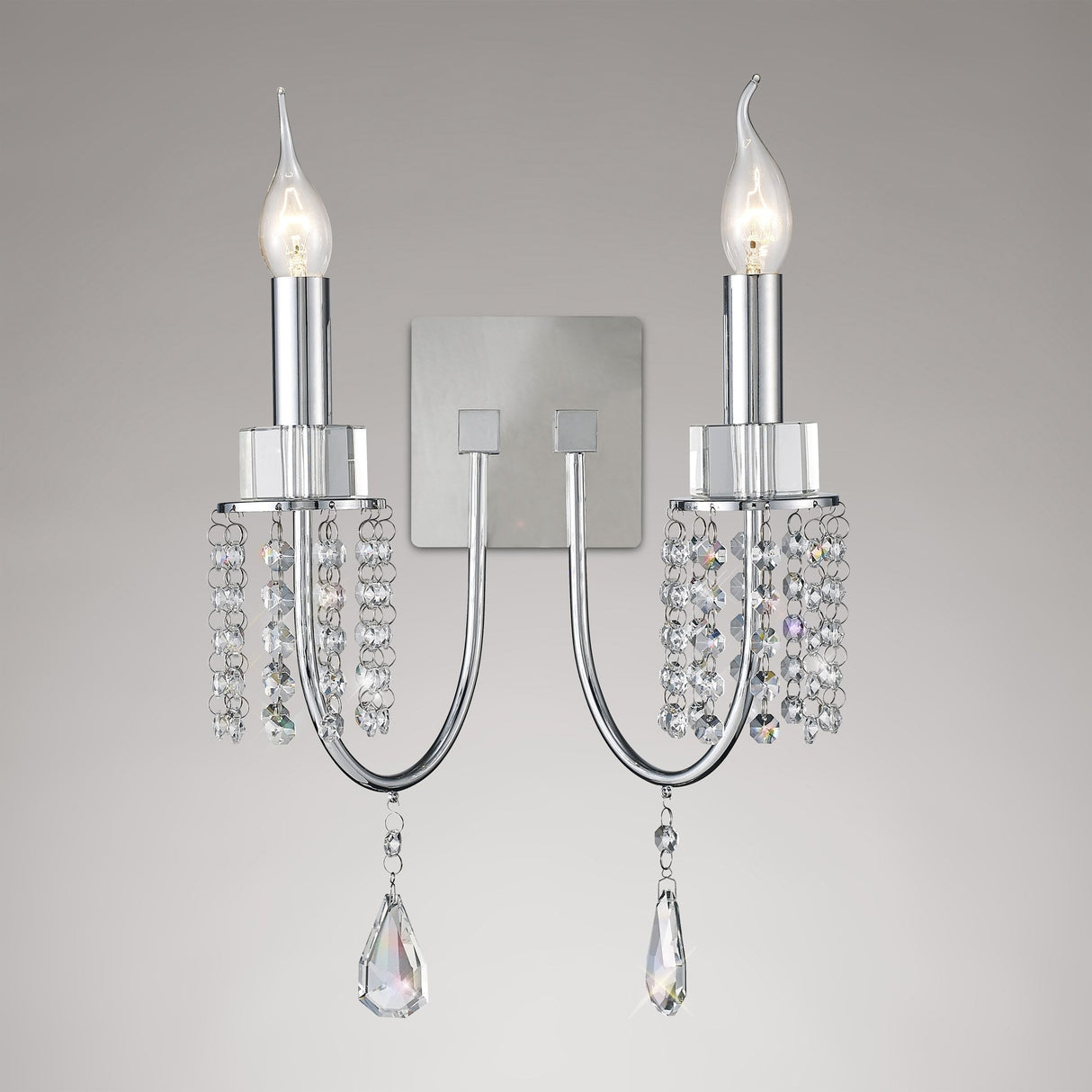 Emily Dual Light Crystal Wall Lamp with Polished Chrome Finish