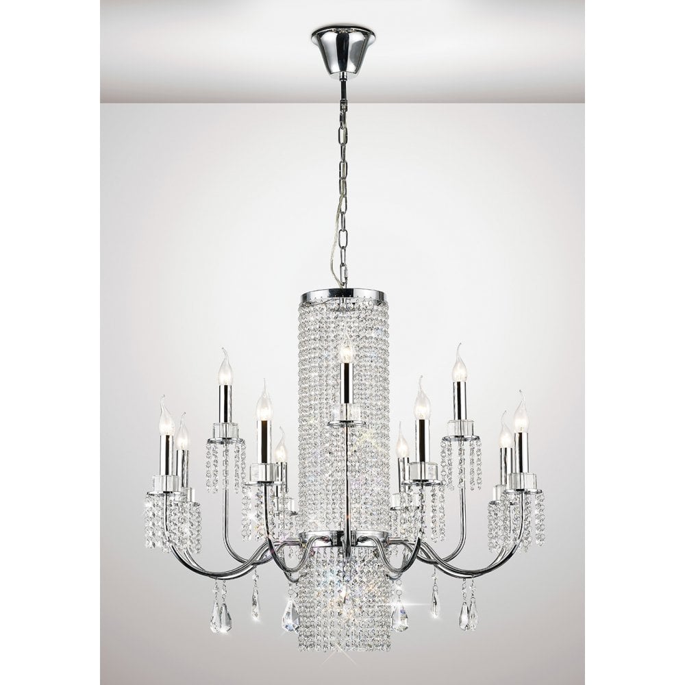 Emily 12-Light Crystal Chandelier in Polished Chrome