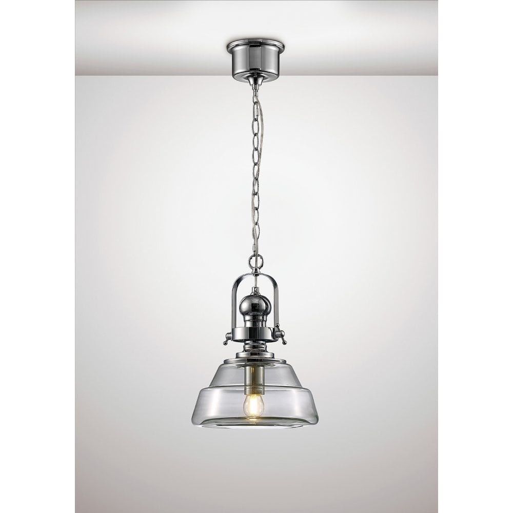 Reyna Single Small Pendant Light: Polished Chrome & Clear Glass Design