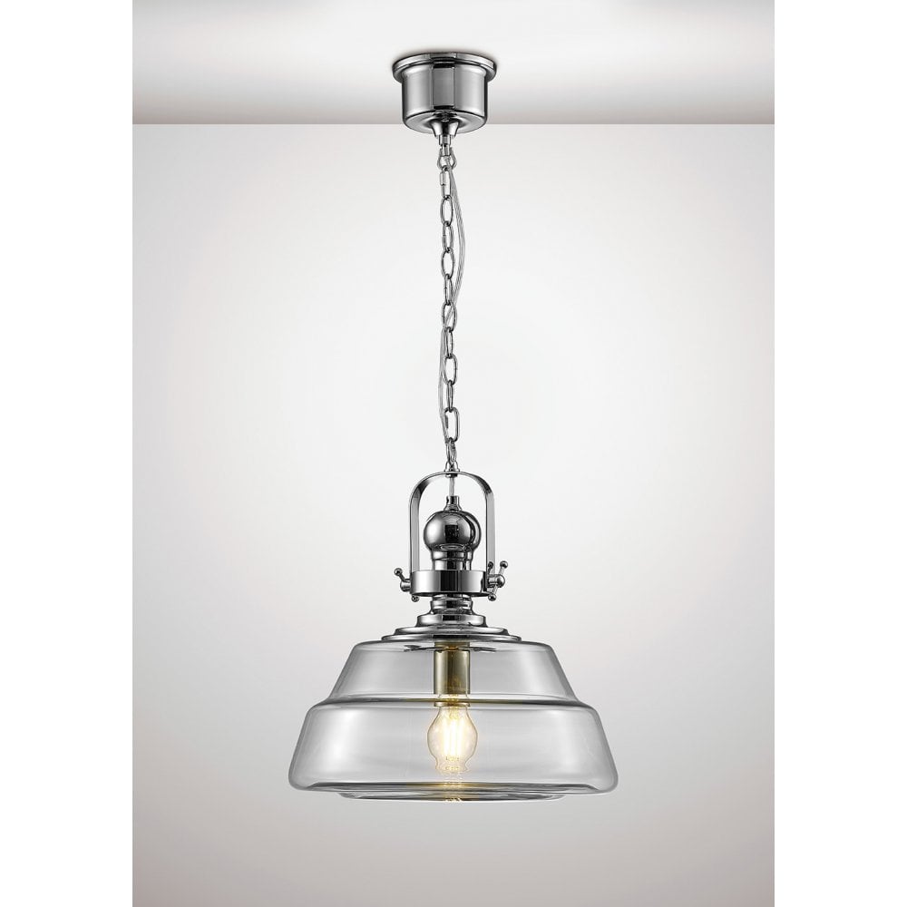 Reyna Large Polished Chrome and Clear Glass Pendant Light