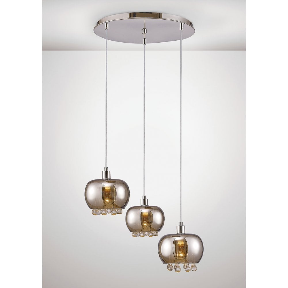 Pandora 3-Light Pendant with Mirrored Glass and Polished Chrome Finish