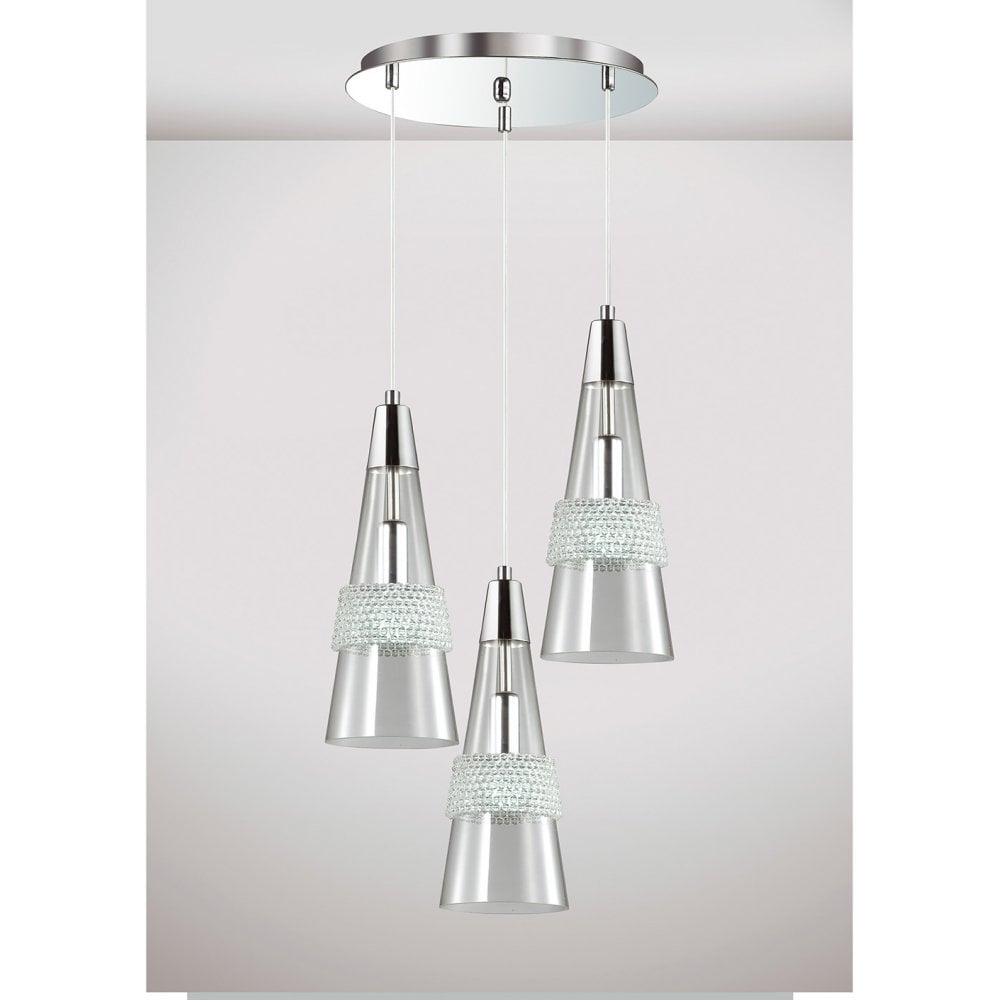 Emilia 3-Light Crystal Pendant in Polished Chrome