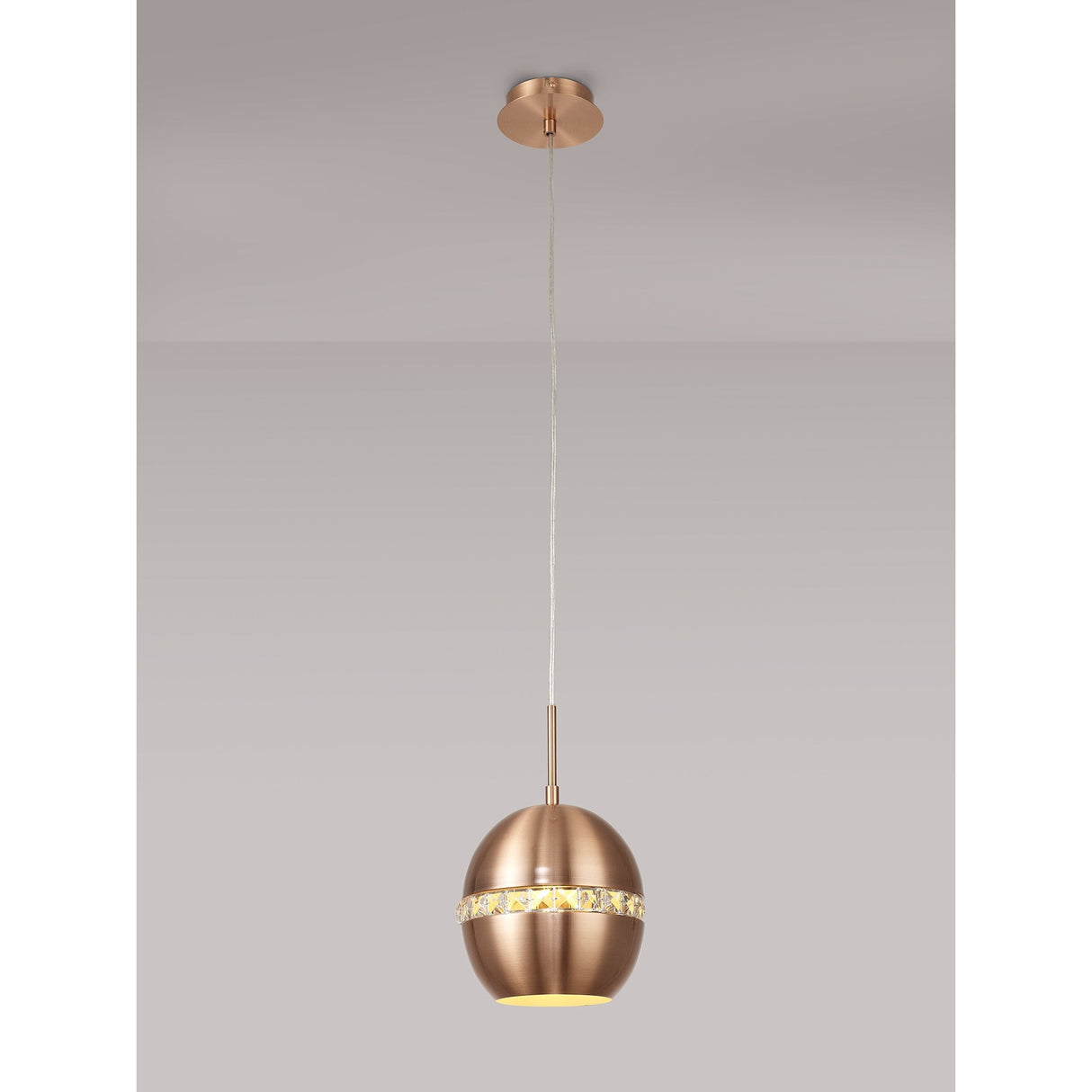 Andrea Elegant Pendant Light with Satin Copper Finish and Crystal Accent