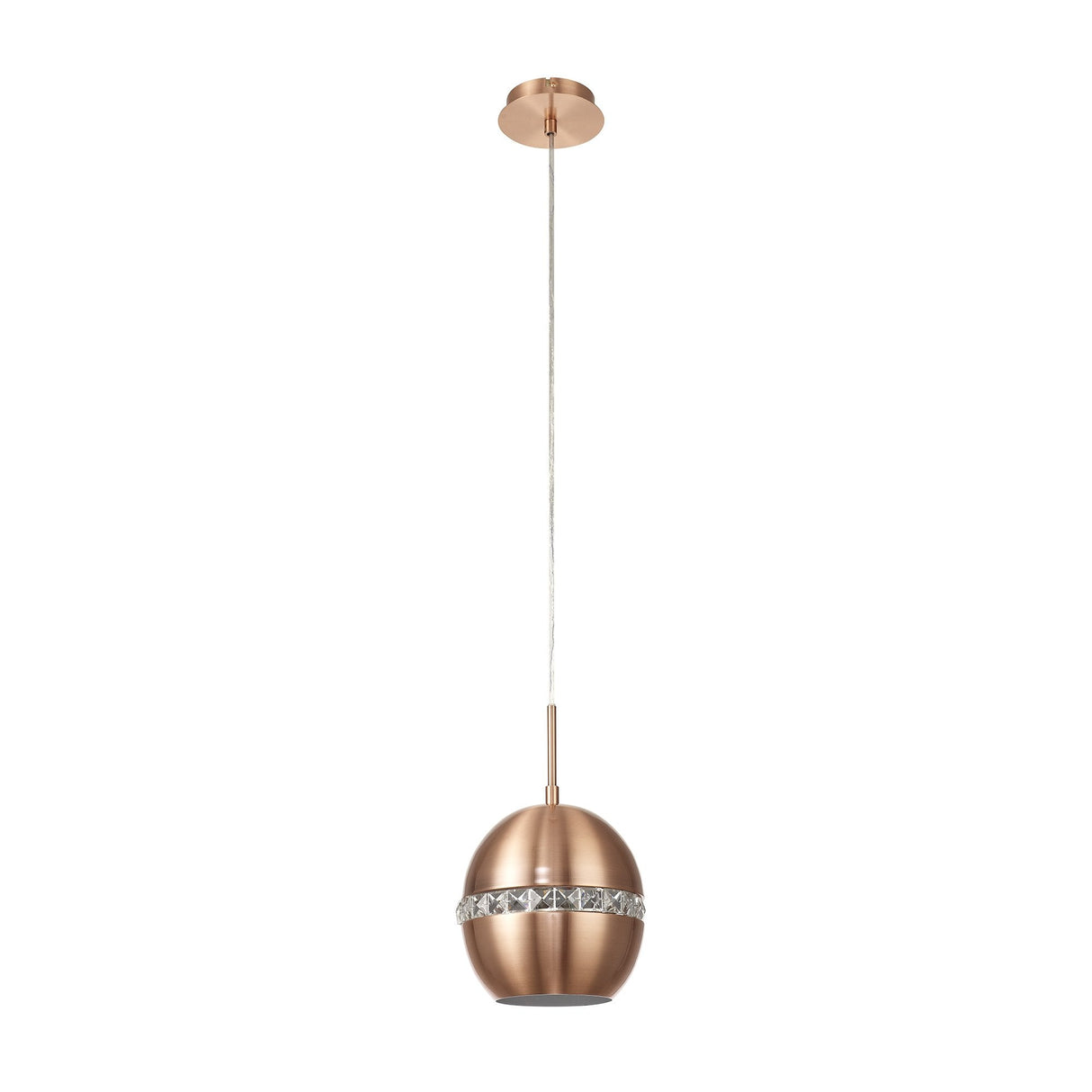 Andrea Elegant Pendant Light with Satin Copper Finish and Crystal Accent