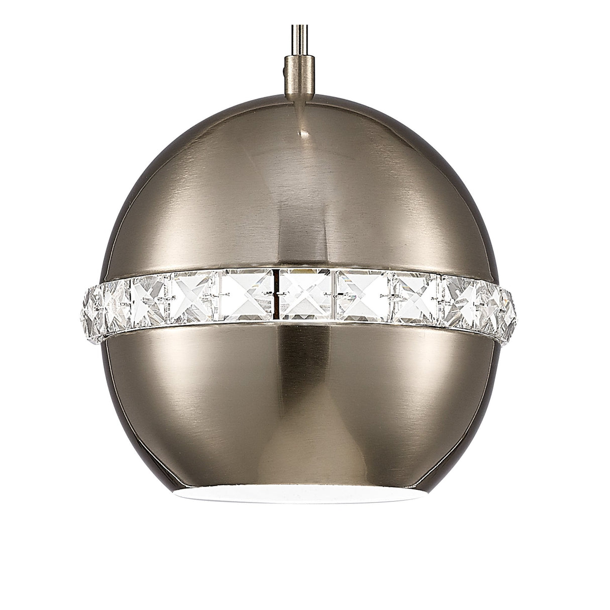 Andrea Pendant Light - 1 Light, E27, Satin Nickel & Crystal Design