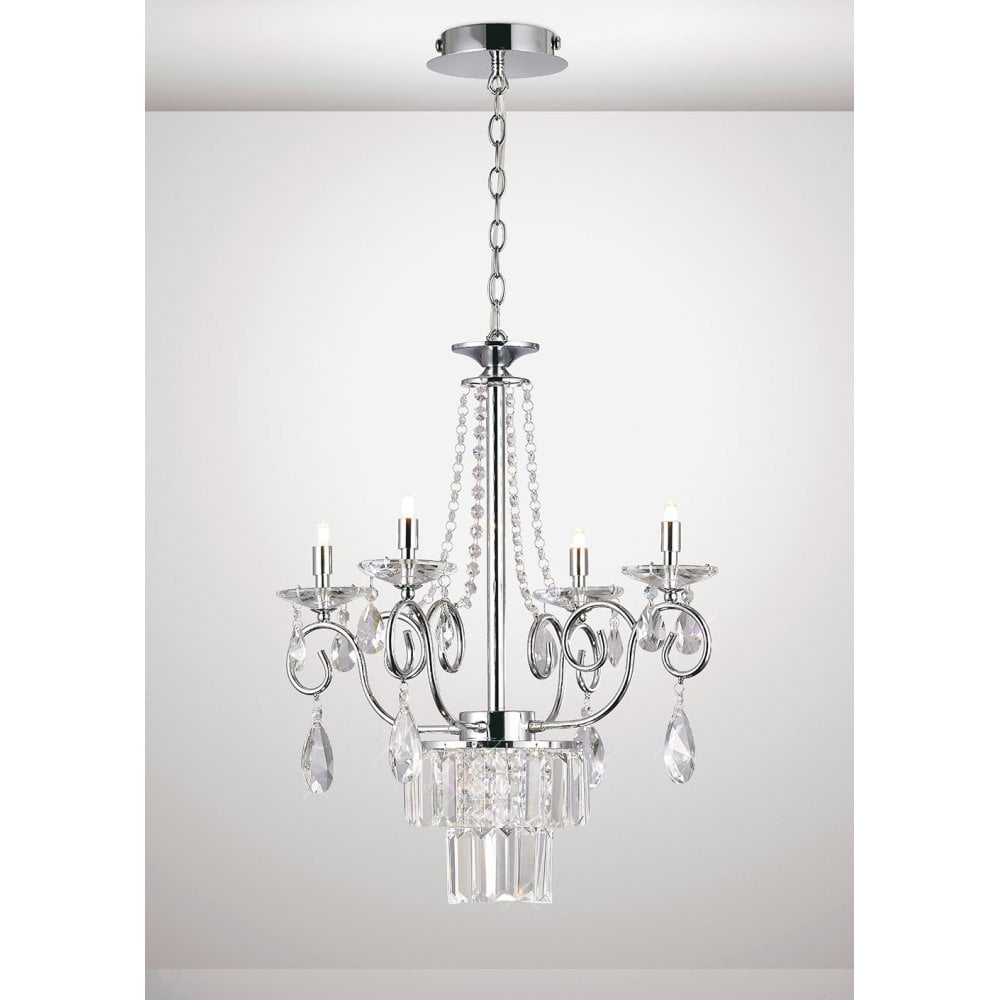 Eden 4-Light Pendant with Polished Chrome and Clear Crystal Design