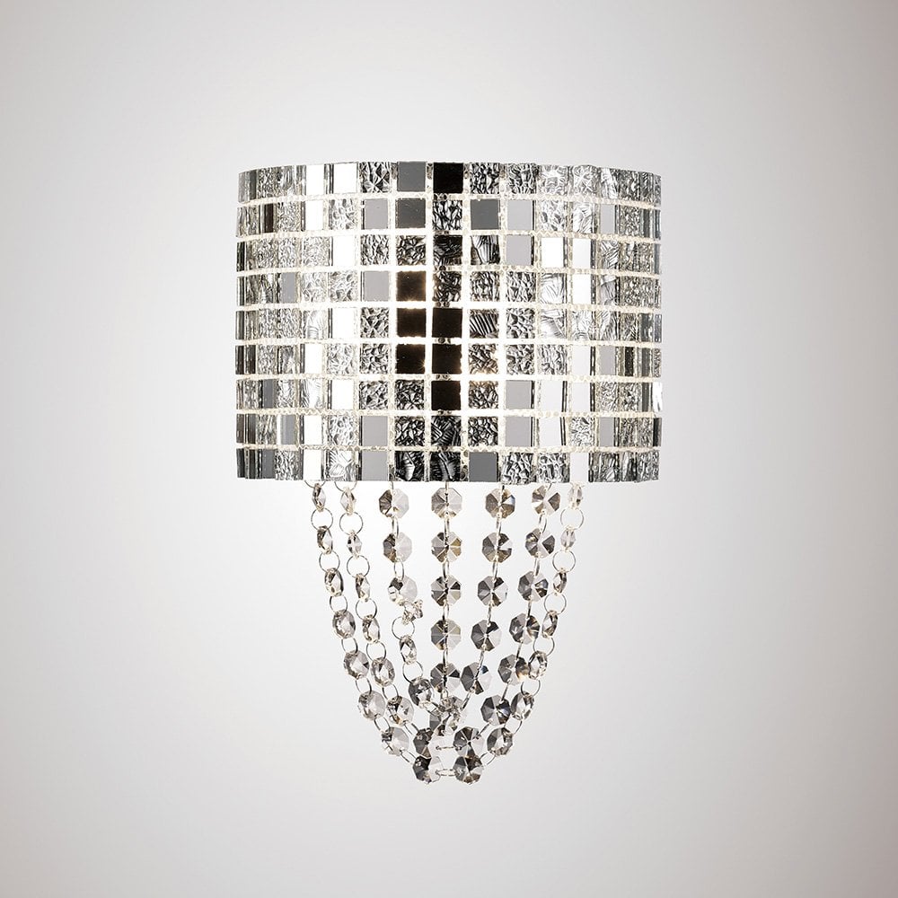 Camden Dual-Light Wall Lamp with Polished Chrome and Mosaic Crystal Design