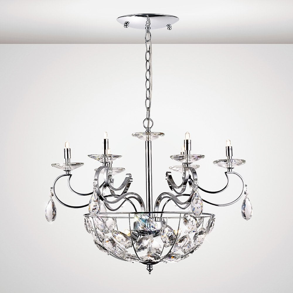 Galilea Modern Crystal Pendant Light - 6+3 Polished Chrome Elegance