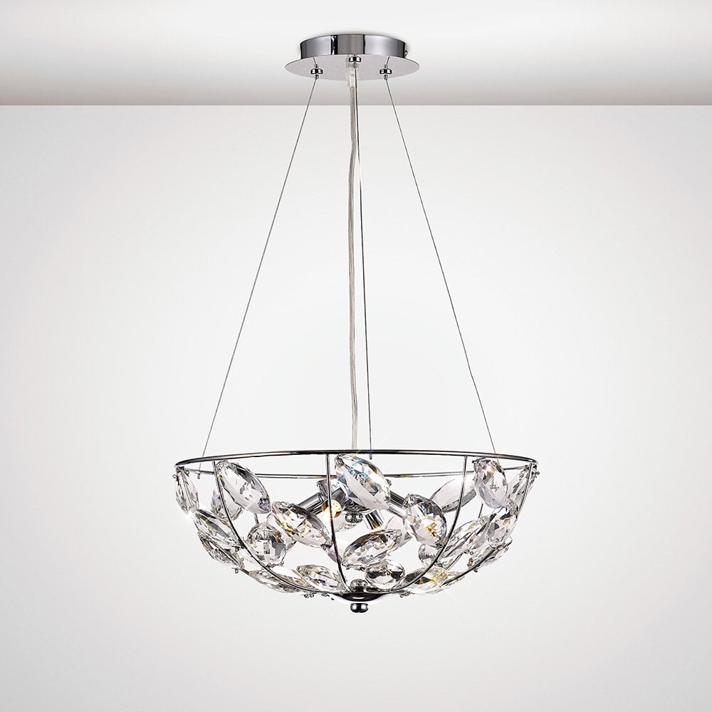 Radiant Galilea 4-Light Crystal Pendant in Polished Chrome