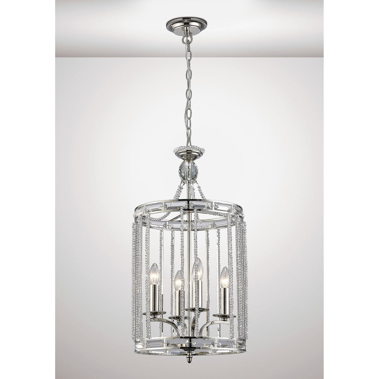 Adina 4-Light Crystal Pendant in Polished Nickel