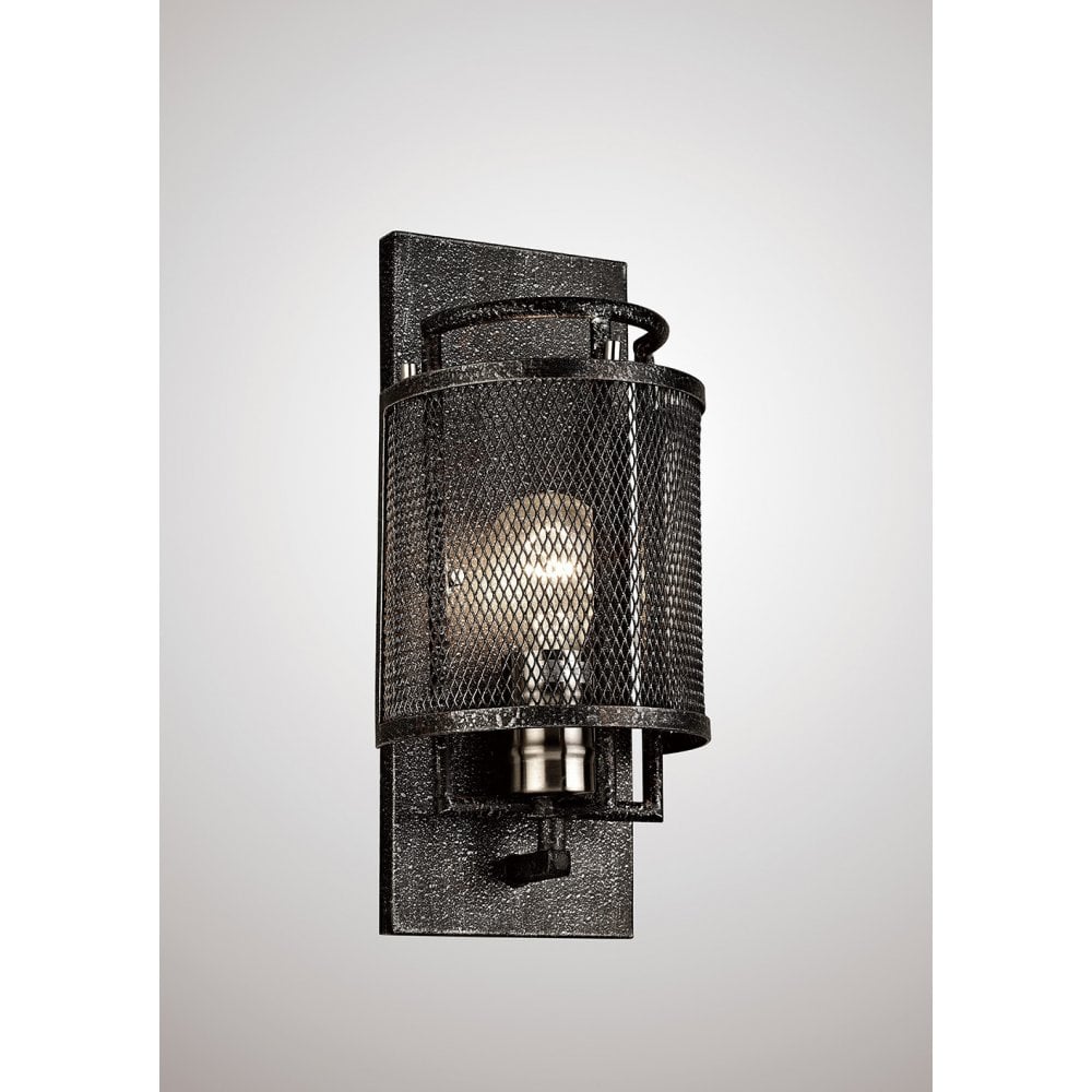 Parker Industrial Wall Lamp with Weathered Zinc and Brushed Nickel Finish
