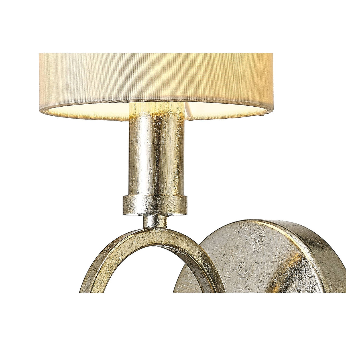 Isabella Antique Silver Wall Lamp with Beige Shade - 1 Light Fixture