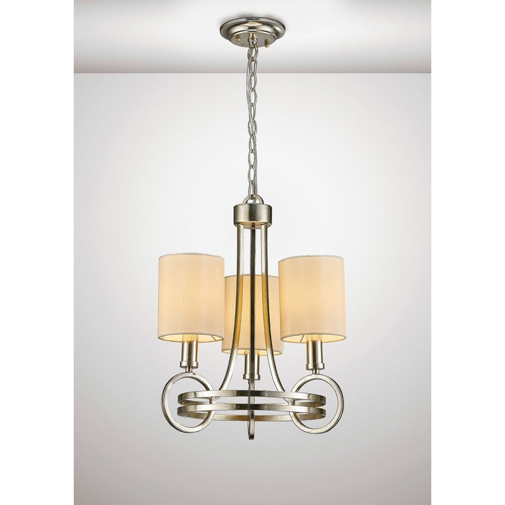 Isabella Pendant Light with Elegant Beige Shade & Antique Silver Finish