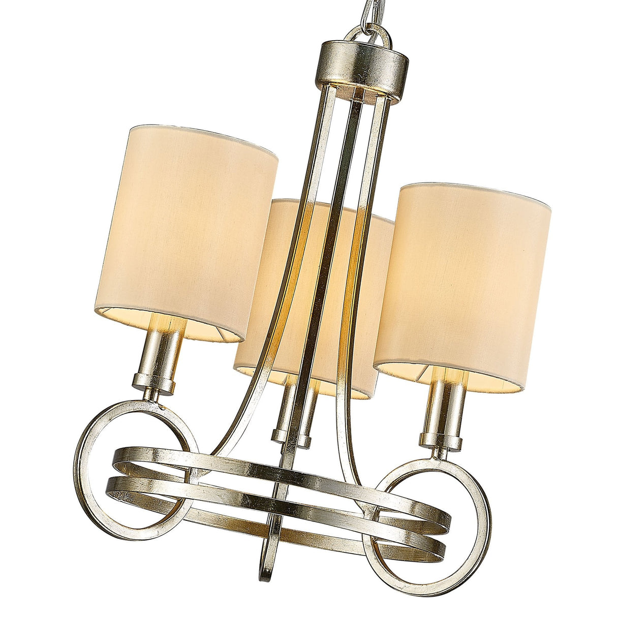 Isabella Pendant Light with Elegant Beige Shade & Antique Silver Finish
