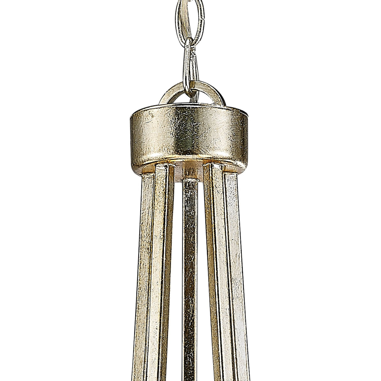 Isabella Antique Silver and Teak Pendant with Beige Shade - 5 Light E14 Chandelier