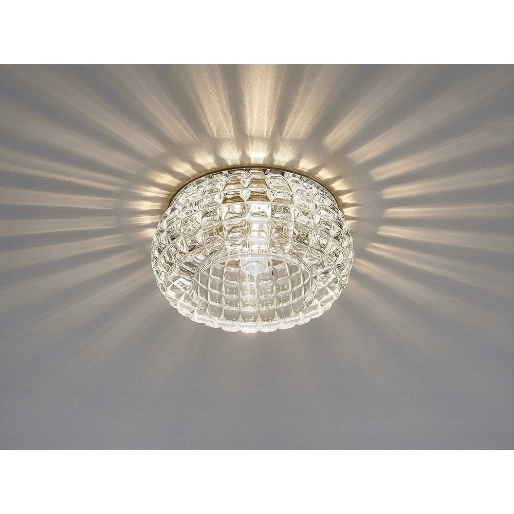 Ria Crystal Cube Pattern Round Downlight in Polished Chrome