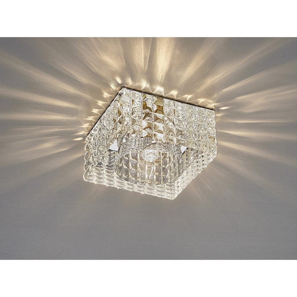 Ria G9 Cube Pattern Downlight with Polished Chrome and Clear Crystal Detailing