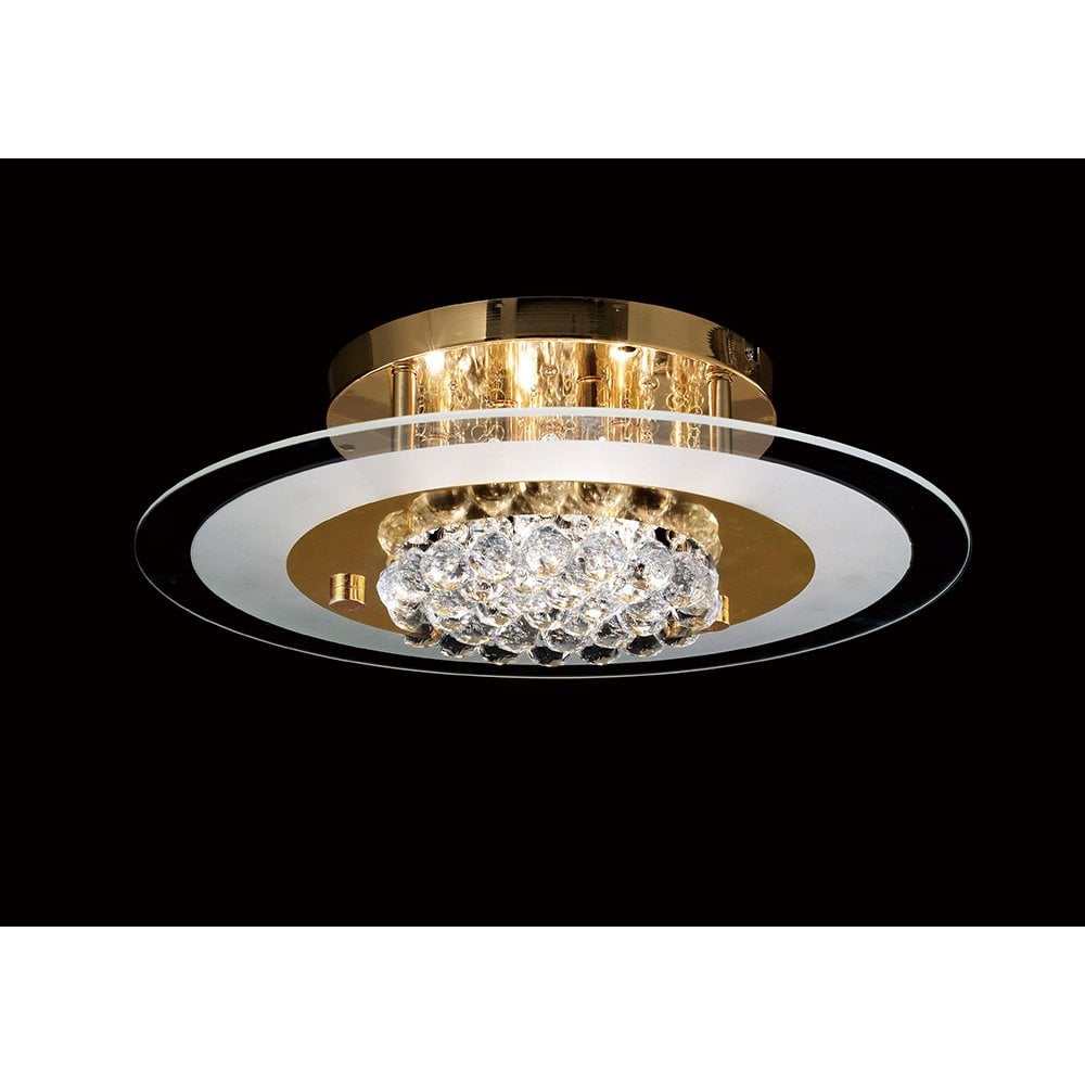 Delmar Round 6-Light French Gold & Crystal Flush Mount by Cassia Twigue