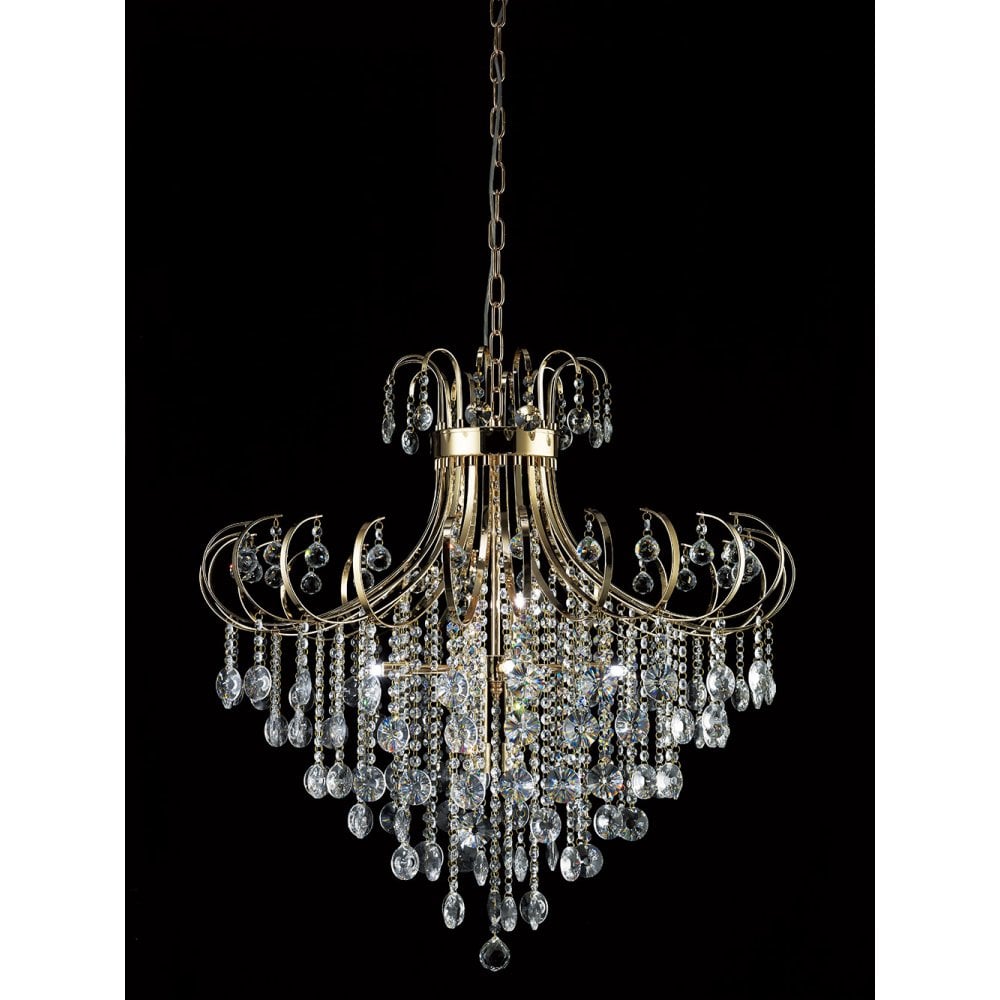 Rosina 8-Light Pendant in French Gold with Clear Crystals
