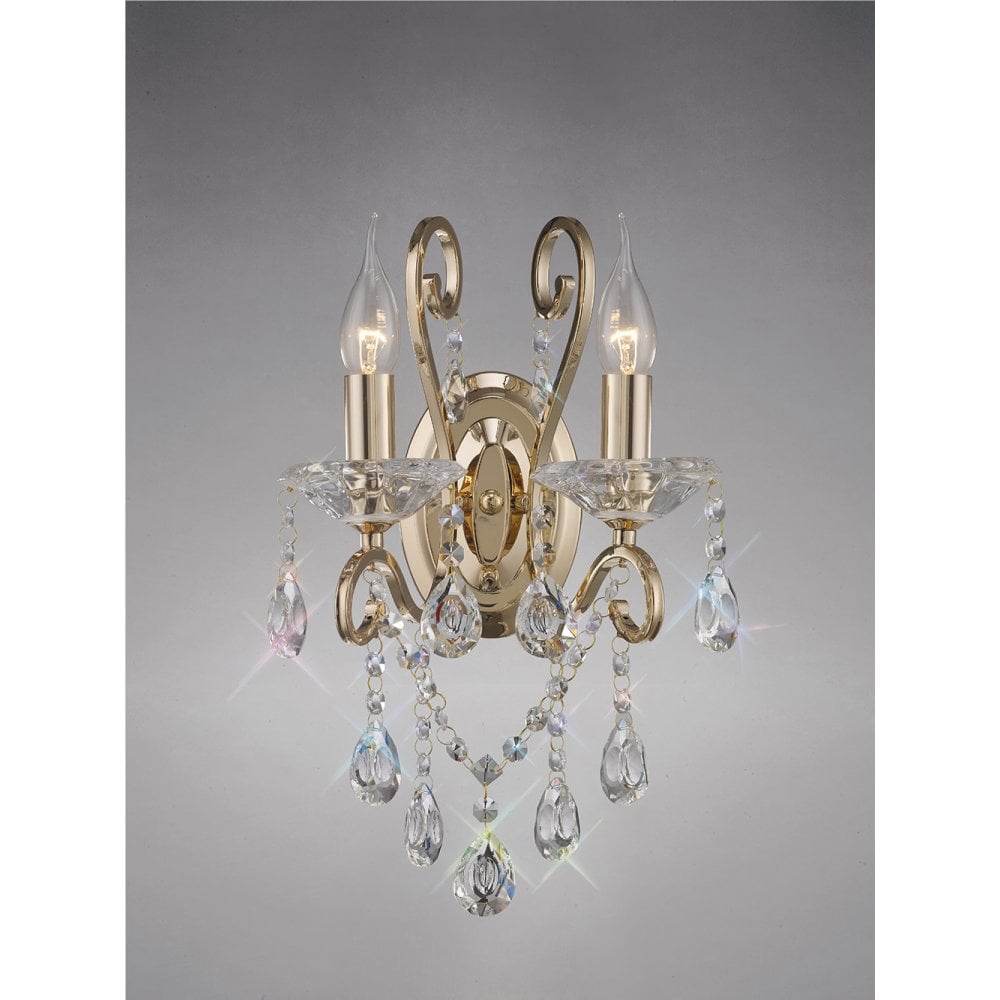 Vela Crystal-Embellished Dual Light French Gold Wall Sconce