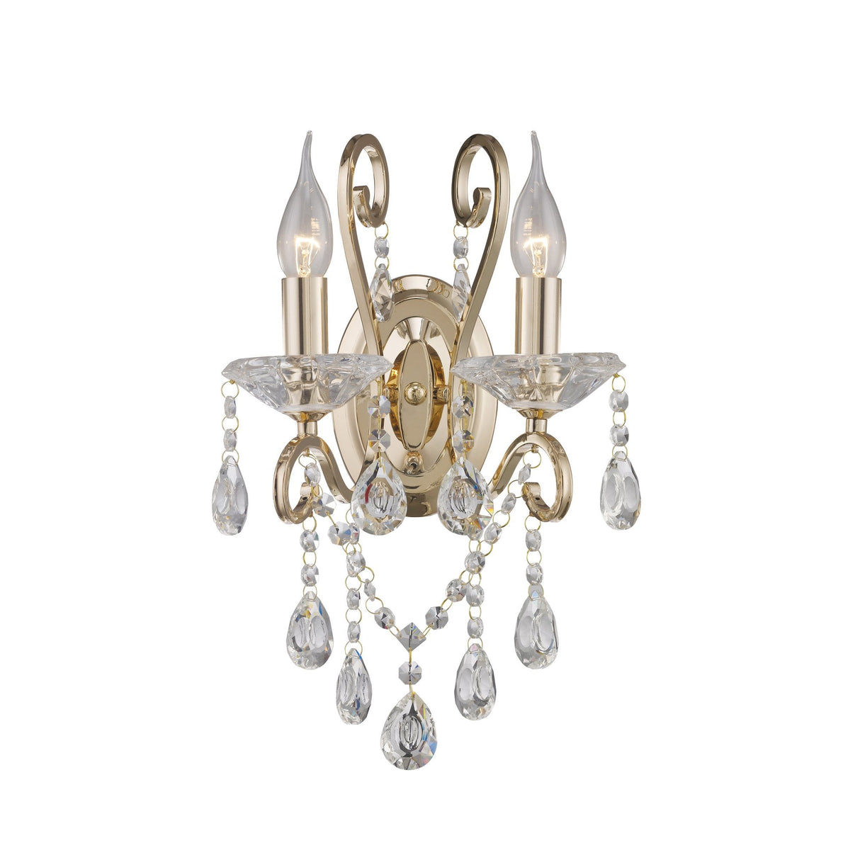 Vela Crystal-Embellished Dual Light French Gold Wall Sconce