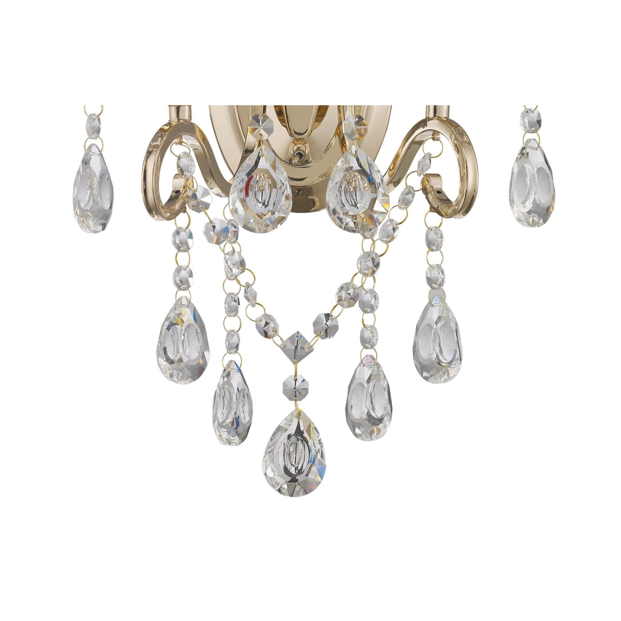 Vela Crystal-Embellished Dual Light French Gold Wall Sconce