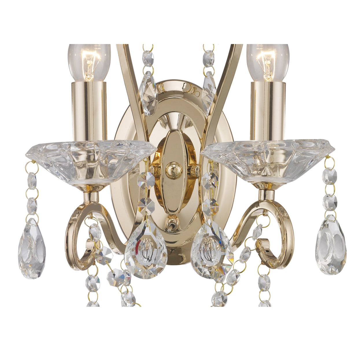 Vela Crystal-Embellished Dual Light French Gold Wall Sconce