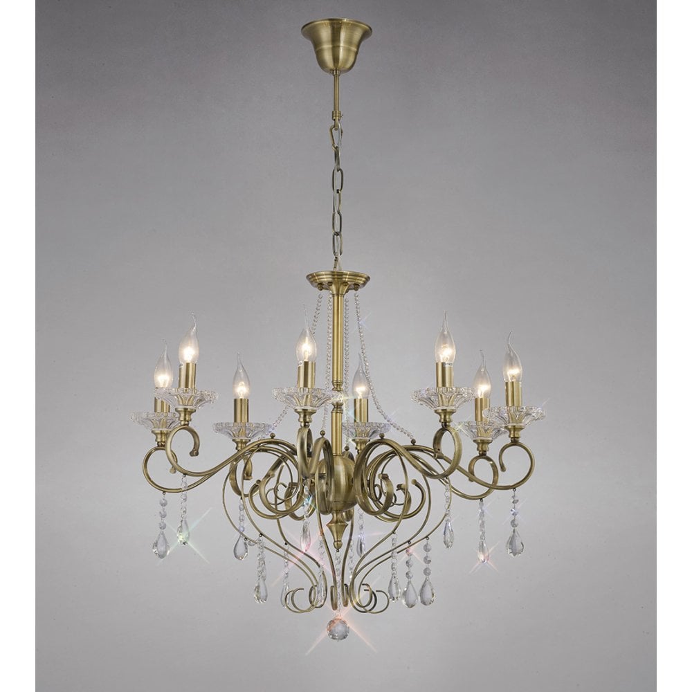 Antique Brass Libra Chandelier with Crystal Accents