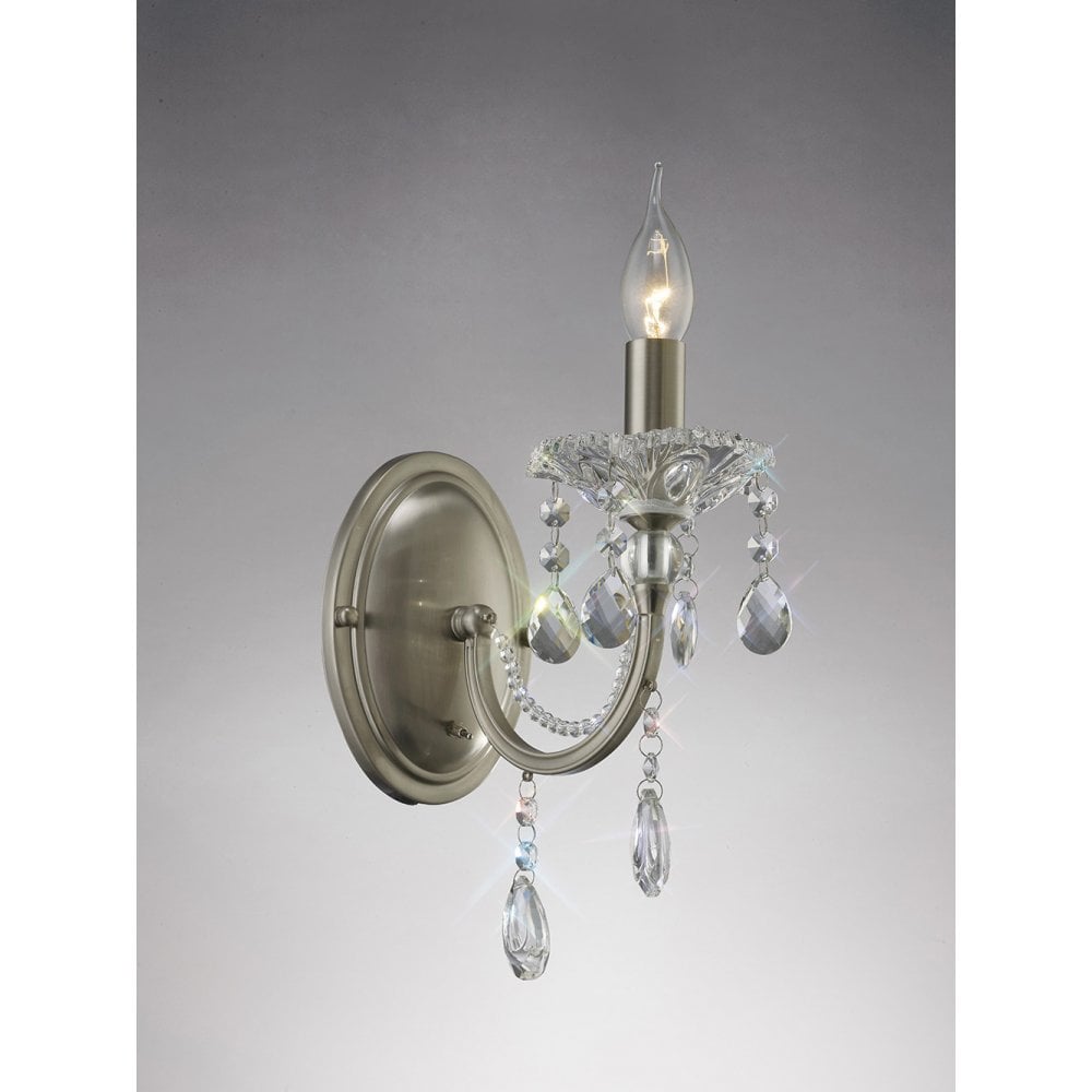 Leana Satin Nickel Crystal Wall Lamp with Toggle Switch