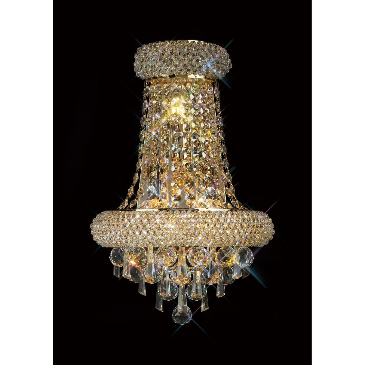 Alexandra Grande Wall Lamp: Majestic French Gold Trim with Crystal Elegance