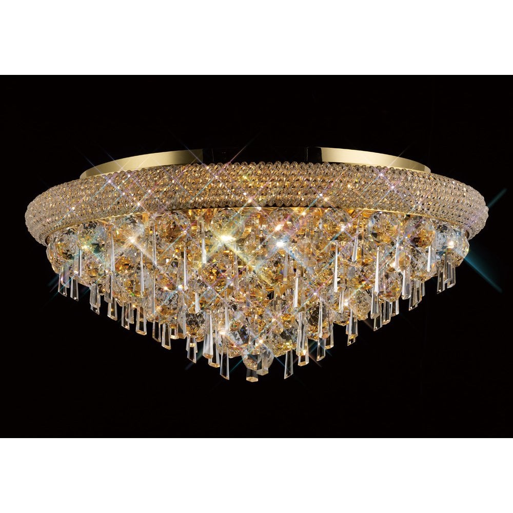 Alexandra 9-Light French Gold Ceiling Fixture with Dazzling Asfour Crystals