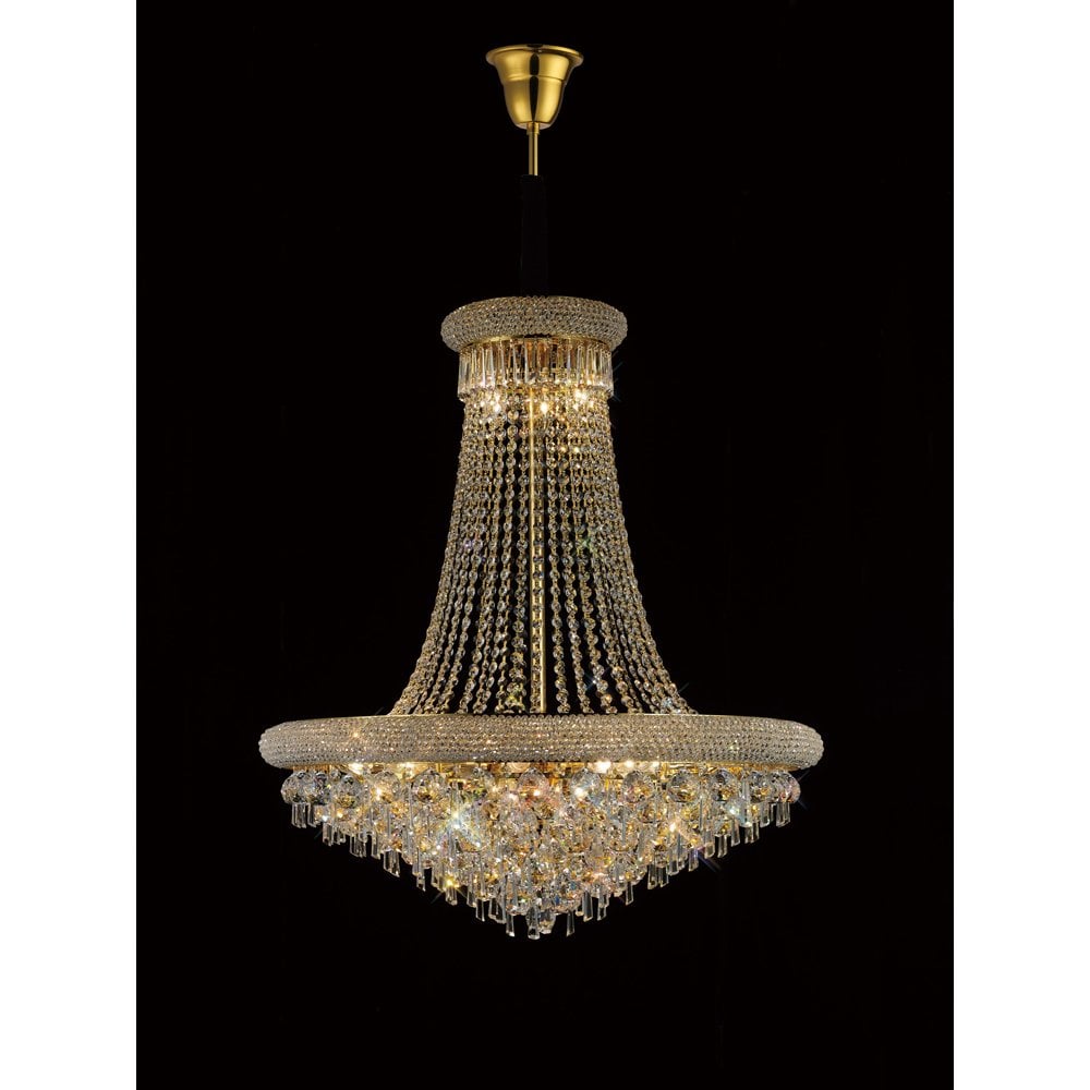 Alexandra Grand 20-Light Pendant in Luxurious French Gold with Crystal Elegance