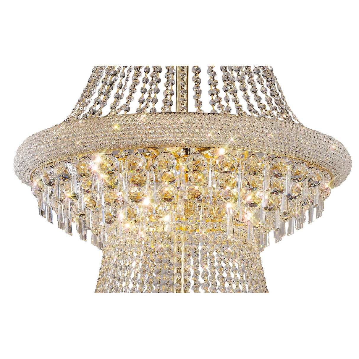 Opulent 3-Tier 37 Light French Gold Crystal Chandelier