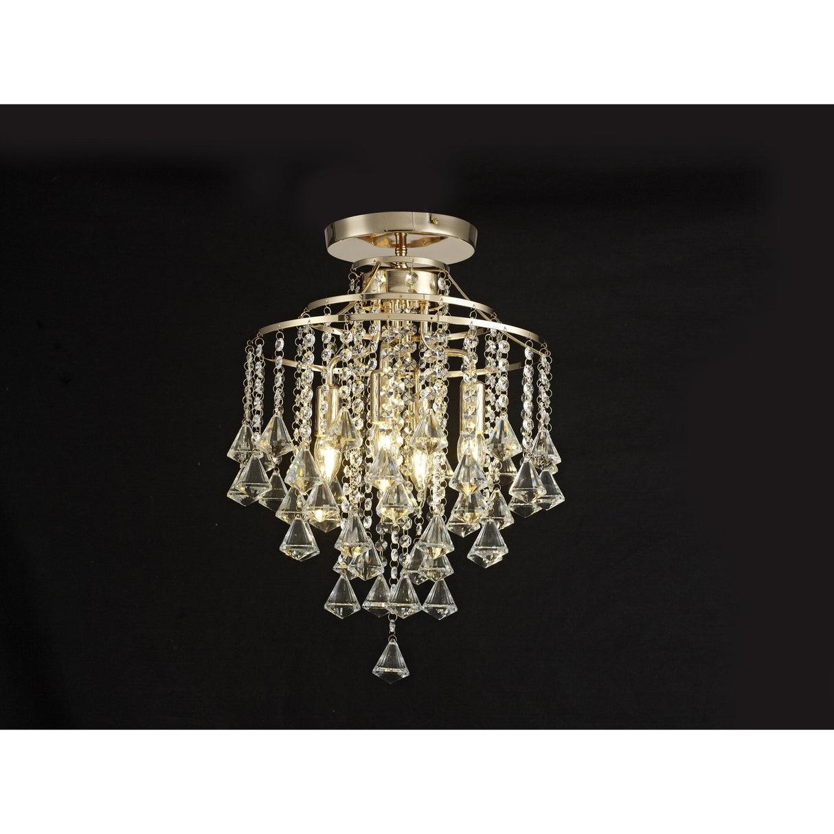Inina 4-Light French Gold and Crystal Ceiling Fixture