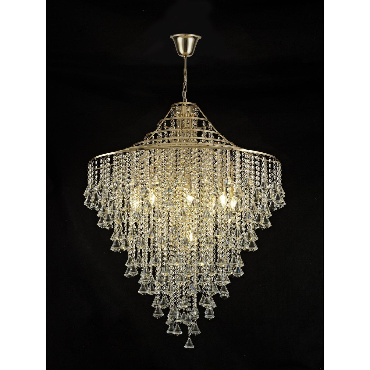 Radiant Elegance 9-Light Crystal Pendant in French Gold